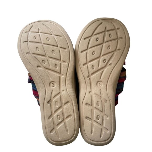 Bzees Rainbow Striped Sandals 9M Comfort Slip On Coastal Travel Beachcore Y2K - Picture 7 of 8
